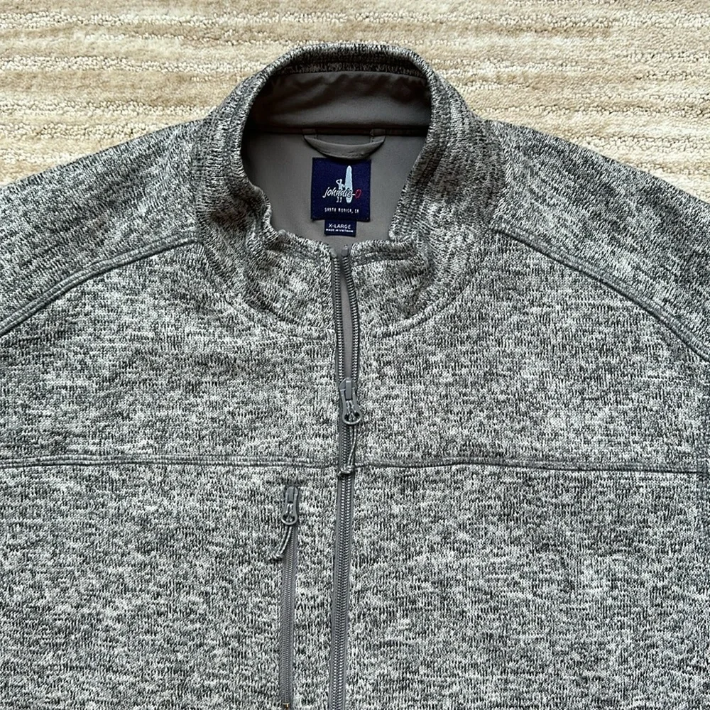 EUC Johnnie-O Wes Full Zip Fleece Vest Light Gray Size XL